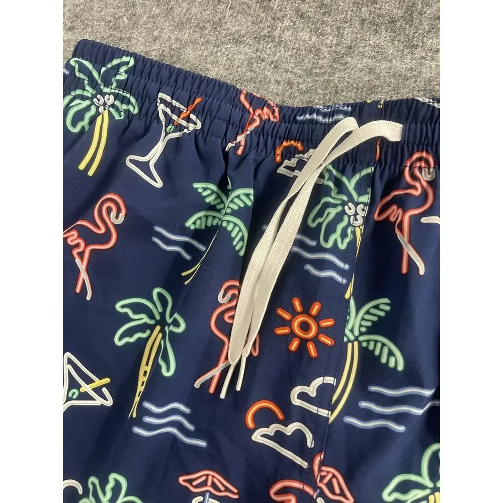 Chubbies Shorts Mens 2XL Swim Trunks Blue Flamingo Palm Trees Coctail Lined A14